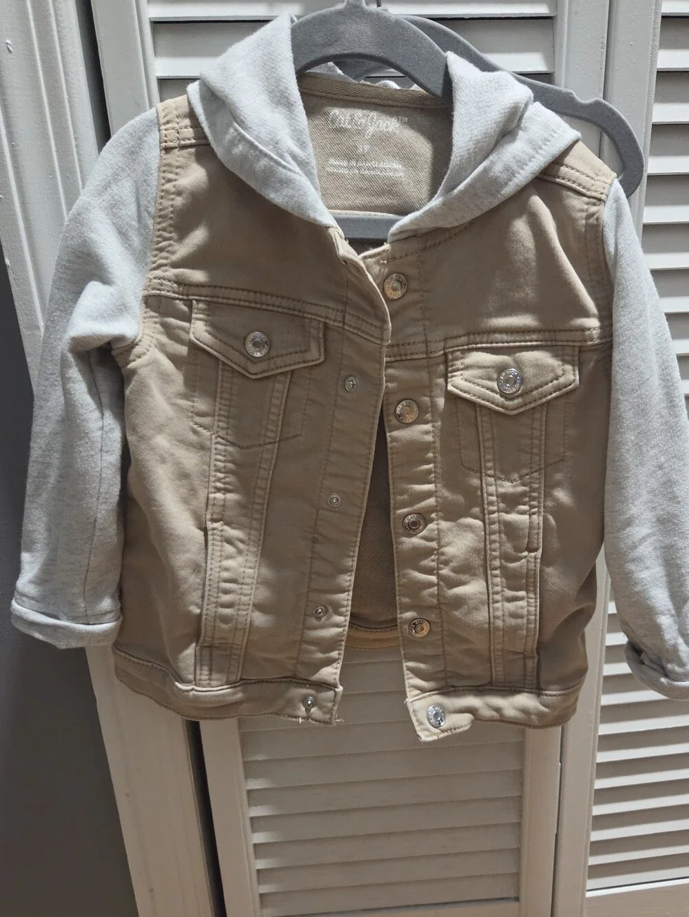 Cat & Jack Kids Two-Tone Hooded Jacket - Tan & Light Gray / Size 3t